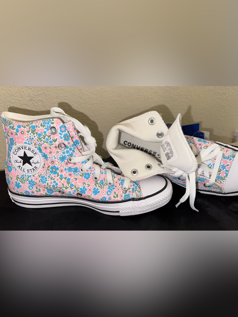 Converse Floral High Top Sneakers in Pink, Blue & White